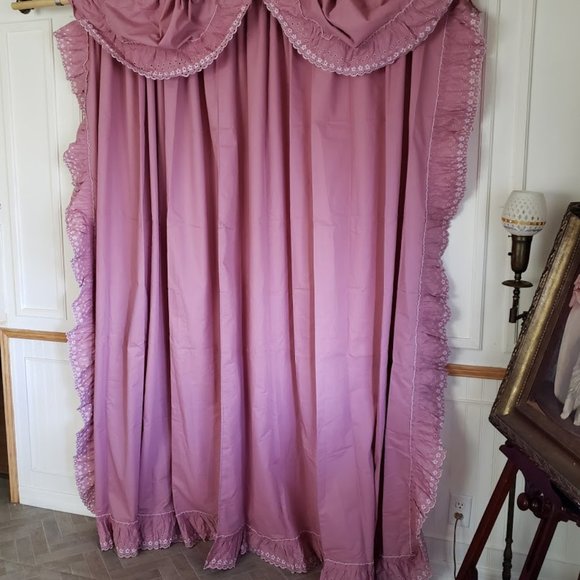 Vtg Sears Curtain Panel Ruffled Pink 124W x 80L - Picture 3 of 5